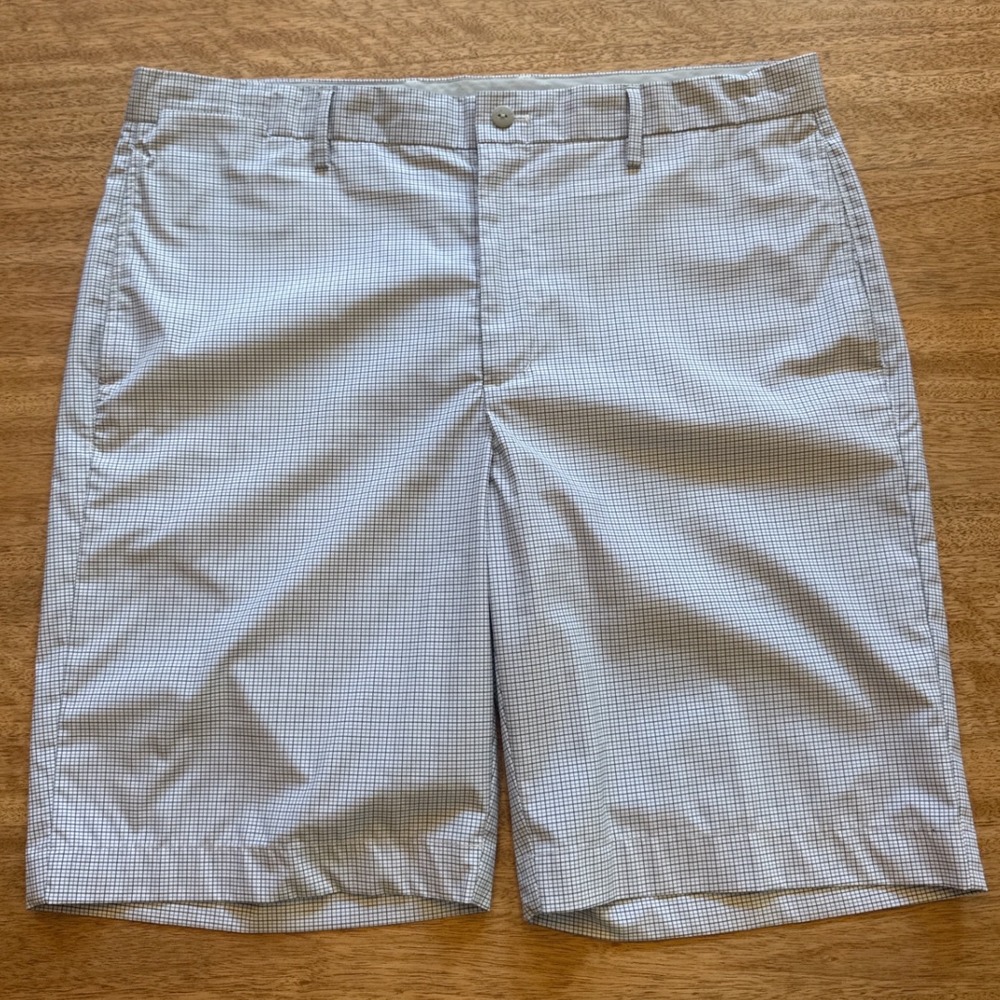 Greg Norman Mens‎ Blue White Micro Check Golf Shorts Size 36 Performance Stretch